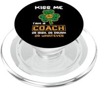 Kiss Me I'm A Coach with Shamrock St Patricks Day PopSockets PopGrip pour MagSafe