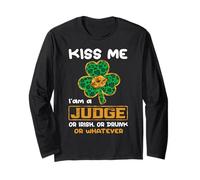 Kiss Me I'm A Judge with Shamrock St Patricks Day Manche Longue