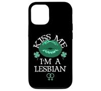 Kiss Me I'm a Lesbian St Patricks Day Green Lips Les Pride Coque pour iPhone 12/12 Pro