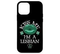 Kiss Me I'm a Lesbian St Patricks Day Green Lips Les Pride Coque pour iPhone 12 Mini