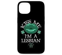 Kiss Me I'm a Lesbian St Patricks Day Green Lips Les Pride Coque pour iPhone 13