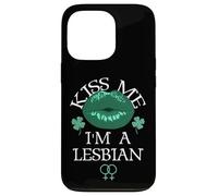 Kiss Me I'm a Lesbian St Patricks Day Green Lips Les Pride Coque pour iPhone 13 Pro