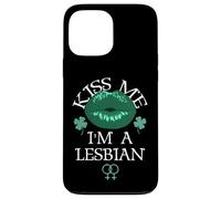 Kiss Me I'm a Lesbian St Patricks Day Green Lips Les Pride Coque pour iPhone 13 Pro Max