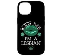 Kiss Me I'm a Lesbian St Patricks Day Green Lips Les Pride Coque pour iPhone 14