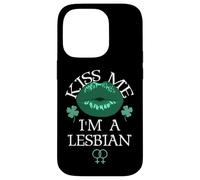Kiss Me I'm a Lesbian St Patricks Day Green Lips Les Pride Coque pour iPhone 14 Pro
