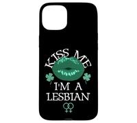 Kiss Me I'm a Lesbian St Patricks Day Green Lips Les Pride Coque pour iPhone 15 Plus
