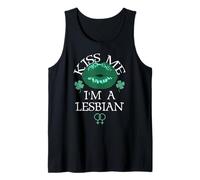 Kiss Me I'm a Lesbian St Patricks Day Green Lips Les Pride Débardeur