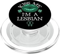 Kiss Me I'm a Lesbian St Patricks Day Green Lips Les Pride PopSockets PopGrip pour MagSafe