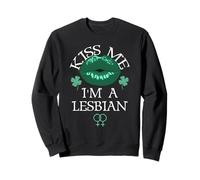 Kiss Me I'm a Lesbian St Patricks Day Green Lips Les Pride Sweatshirt