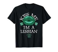 Kiss Me I'm a Lesbian St Patricks Day Green Lips Les Pride T-Shirt