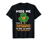 Kiss Me I'm A Photographer Funny Shamrock St Patricks Day T-Shirt