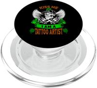 Kiss Me I'm A Tattoo Artist Skull Funny St Patricks Day PopSockets PopGrip pour MagSafe