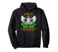Kiss Me I'm A Tattoo Artist Skull Funny St Patricks Day Sweat à Capuche