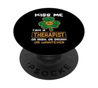 Kiss Me I'm A Therapist with Shamrock St. Patrick's Day PopSockets PopGrip Adhésif