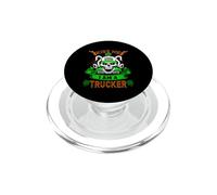 Kiss Me I'm A Trucker Skull Lucky Shamrock St Patricks Day PopSockets PopGrip pour MagSafe