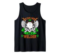 Kiss Me I'm A Welder Skull Lucky Shamrock St Patricks Day Débardeur