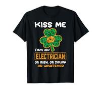 Kiss Me I'm an Electrician with Shamrock St Patricks Day T-Shirt