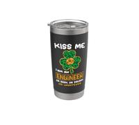 Kiss Me I'm An Engineer With Shamrock St Patricks Day Gobelet isotherme en acier inoxydable double paroi