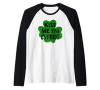 Kiss Me I'm Cypriot Costume Amusant pour la Saint-Patrick Manche Raglan