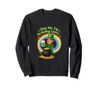 Kiss Me I'm Feeling Lucky Funny St. Patrick's Day Leprechaun Sweatshirt