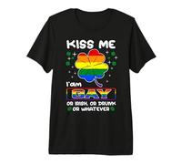 Kiss Me I'm Gay Or Irish Or Drunk LGBT St Patricks Day T-Shirt Haut de Gamme