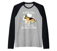 Kiss Me I'm Irish German Shepherd Dog Funny St Patricks Day Manche Raglan