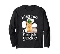 Kiss Me I'm Irish Yorkshire Terrier Dog St Patricks Day Manche Longue