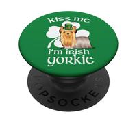 Kiss Me I'm Irish Yorkshire Terrier Dog St Patricks Day PopSockets PopGrip Adhésif