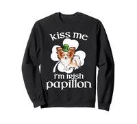 Kiss Me I'm Papillon Dog Shamrock St Patricks Day Sweatshirt