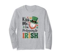 Kiss Me I'm Pretending to be Irish St Patrick Day Humour Manche Longue