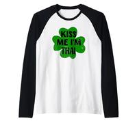 Kiss Me I'm Thai Costume Amusant pour la Saint-Patrick Manche Raglan