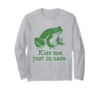 Kiss Me Just in Case Funny Frog Manche Longue