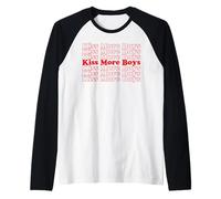 Kiss More Boys Cool Vintage Inspired Gay Men LGBT Pride Manche Raglan