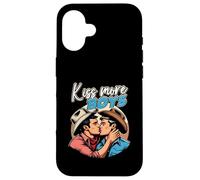 Kiss More Boys Gay Cowboys Embrassant Gay Pride LGBT Adulte Coque pour iPhone 16