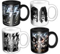 Kiss - Mugs à café, Set de motifs assortis - Pack de 4 RO13352 (taille unique) (Blanc/Noir)