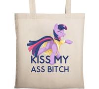 Kiss My Ass Btch Art Sac fourre-tout en coton écologique Beige, beige, Taille unique