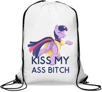 Kiss My Ass Btch Sac de gym décontracté avec cordon de serrage Blanc, blanc, Taille unique