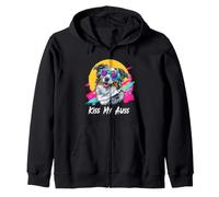 Kiss My Auss 80s 90s Blue Merle Australian Shepherd Lover Sweat à Capuche