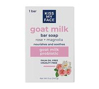 Kiss My Face Goat Milk Bar Soap - Rose + Magnolia - Probiotic Goat Milk Soap Bar - Sans cruauté et sans huile de palme (rose + magnolia, 1 pièce)