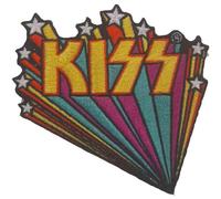Kiss Patch Star Banners Band Logo Nouveau Officiel Noir Woven Iron On 90 X 90Mm Size One Size