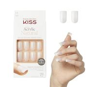 KISS Salon Acrylic Natural Collection Euphoria Faux ongles carrés de longueur moyenne avec 28 faux ongles, colle à ongles, lime à ongles et bâtonnets de manucure