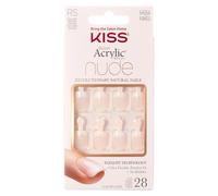 KISS Salon Acrylic French Nude Press On Nails “Breathtaking” - Faux ongles nude cachemire courts amande coffin, effet acrylique salon, ultra flexibles pour ajustement parfait, 28 ongles