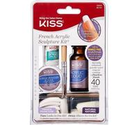KISS Set de modelage en acrylique français avec acrylique liquide, poudre acrylique, pinceau à modeler, lime à ongles, colle à séchage rapide et 40 pointes à ongles