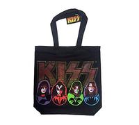 Rock Off Kiss Coton Sac fourre-Tout : Visages et Logo (avec Fermeture Éclair sur Le Dessus)