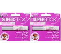 KISS Super Stick Colle à cils 5 jours de tenue prolongée, séchage rapide, enrichie en extrait d'hamamélis et de cactus, applicateur pinceau, net 4,8 g, transparent (Lot de 2)