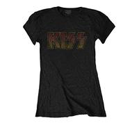Kiss - T-Shirt # XL Black Femmina # Vintage Classic Logo [Import]