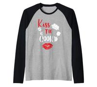 Kiss The Cook Culinary Chef Funny for Men Women Manche Raglan