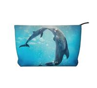 Kiss Trousse de maquillage en velours côtelé avec fermeture éclair Motif conte de dauphins, Noir , Taille unique, Trousse de maquillage