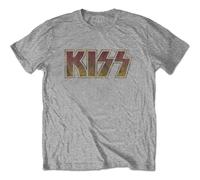 Kiss - T-Shirt # M Grey Unisex # Vintage Classic Logo [Import]