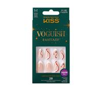 KISS Voguish Fantasy Ongles Coller Pins Blanc Taille Moyenne Forme Amande 28 Ongles 2g de colle 1 Stick Manucure 1 Mini Lime